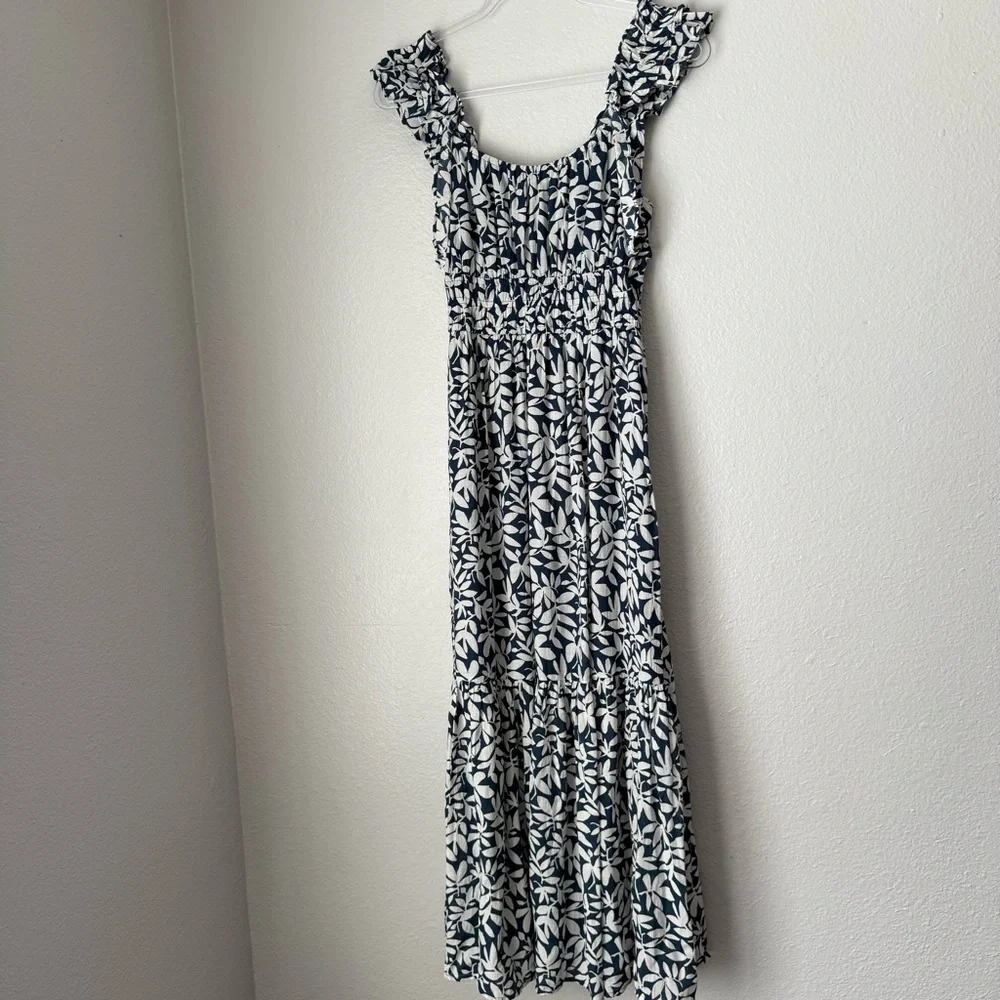 Abercrombie & Fitch Maxi Floral Dress‎ Navy Vacation Resortwear Cruise Wedding S